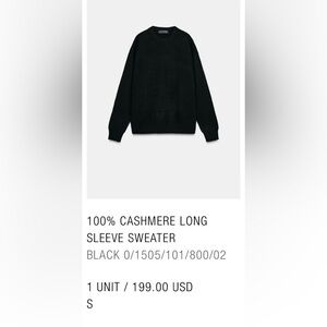 Zara Black Cashmere Crew Neck Sweater